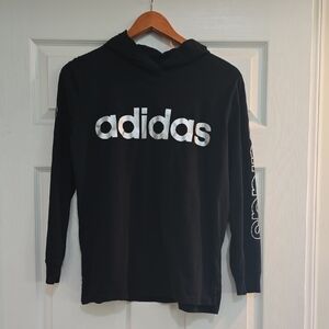 Adidas Kids Black Hoodie with Silver Logo